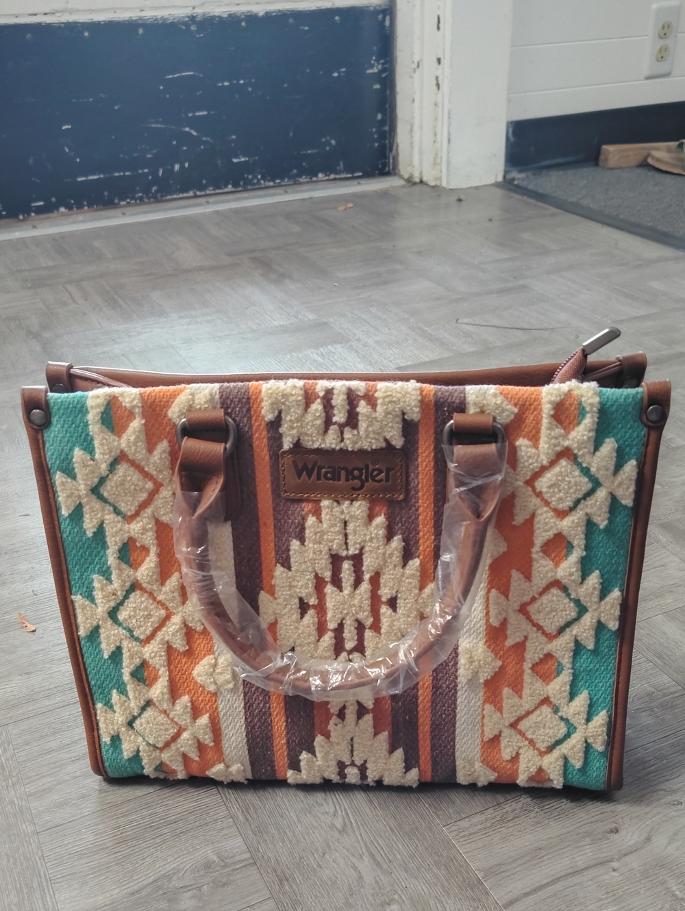 Wrangler Teal & Orange Southwestern Pattern Tote